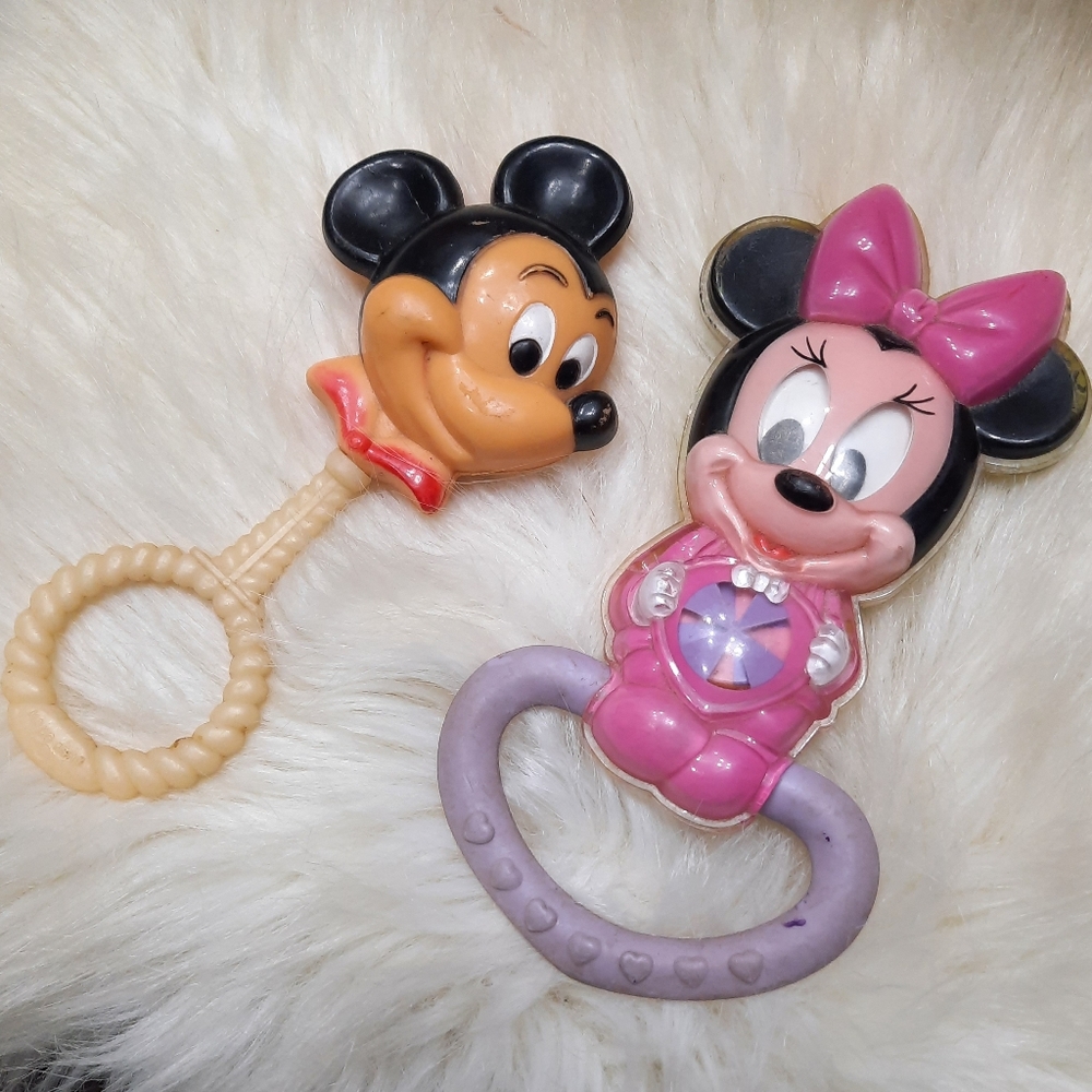 ~{Disney}~ Vintage 80's Disney baby rattles.